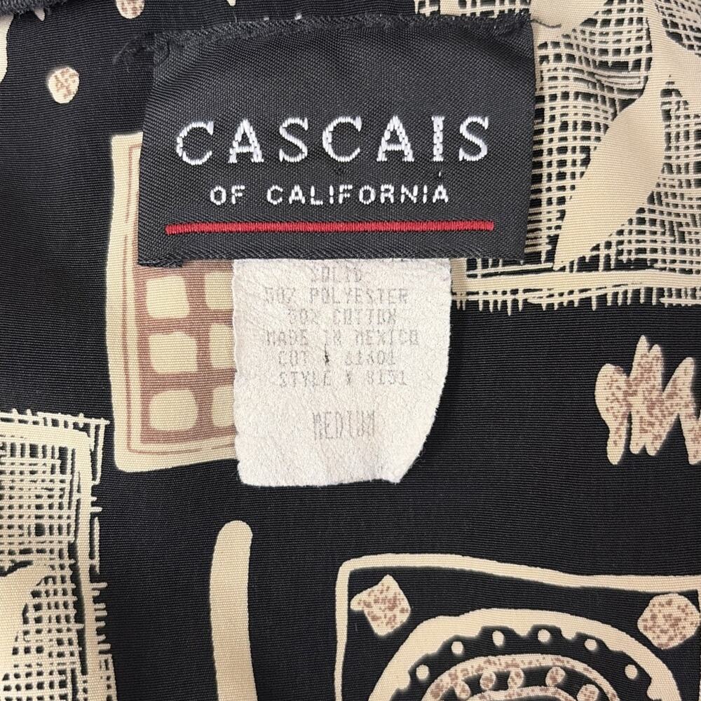 Vintage Cascais Black Cream Pattern Zip Up Jacket Womens Size Medium Mexico Poly - Picture 8 of 10